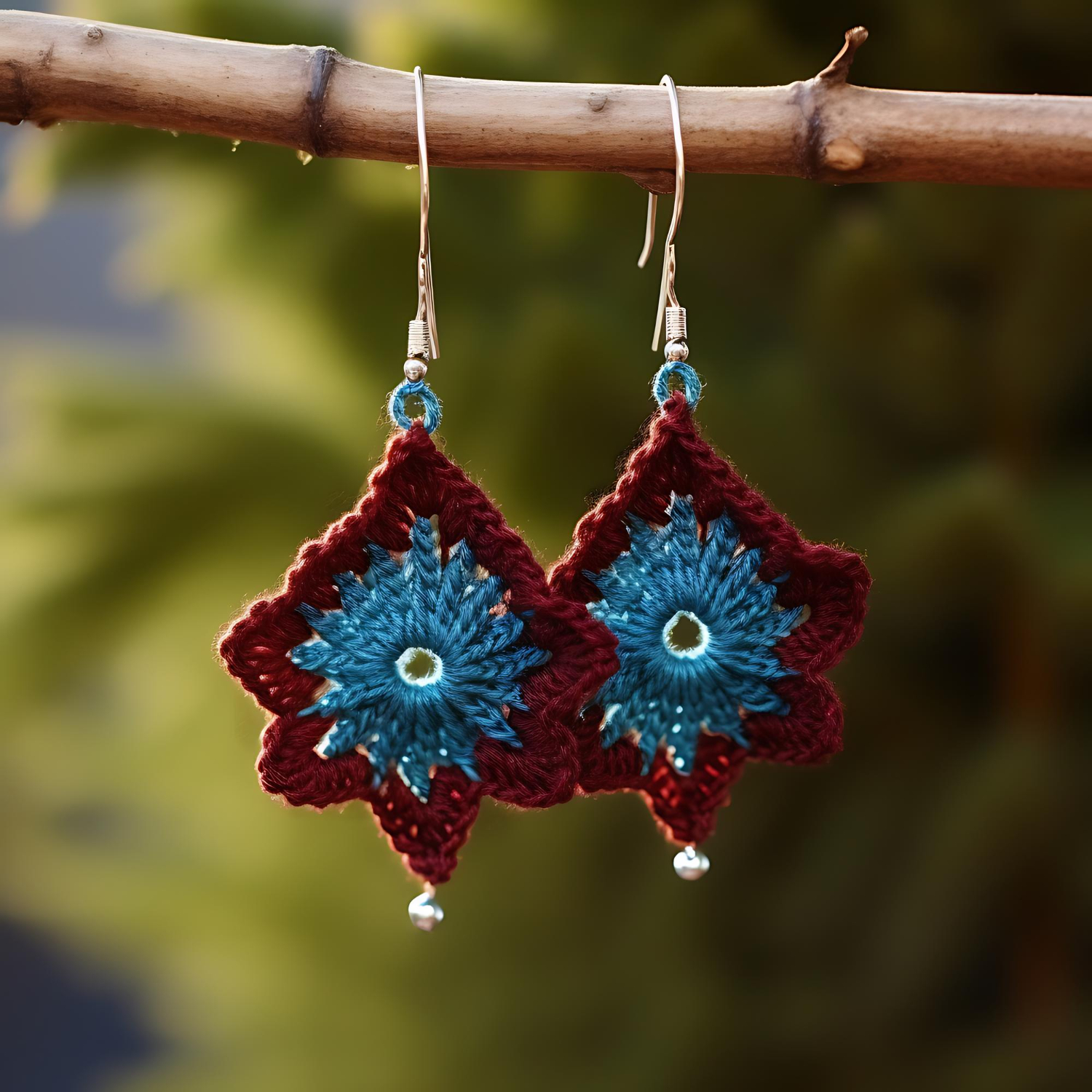 Pendientes artesanales de tejido andino
