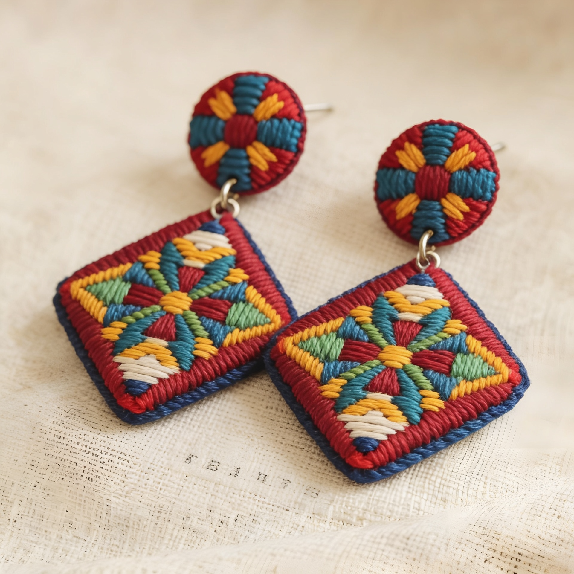 Pendientes tejido andino